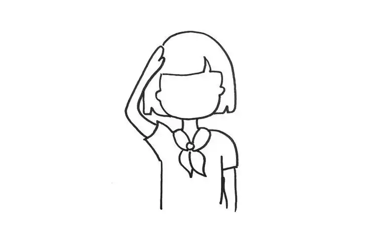 笔画画法画步骤学生向国旗敬礼简笔画作品彩色图片人物简更多小女孩少