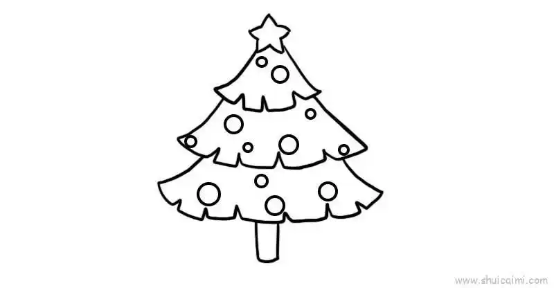 3,圣诞树上画一些小圆点做装饰.