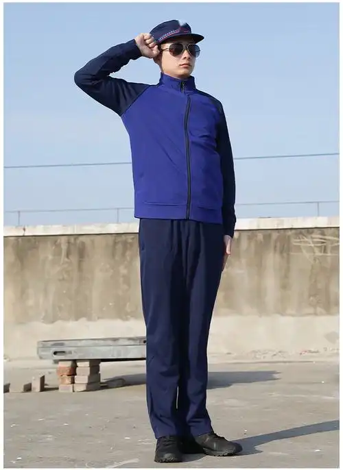 长袖套装火焰蓝体能服春季训练服运动服速干服 圆领卫衣套装(圆标)