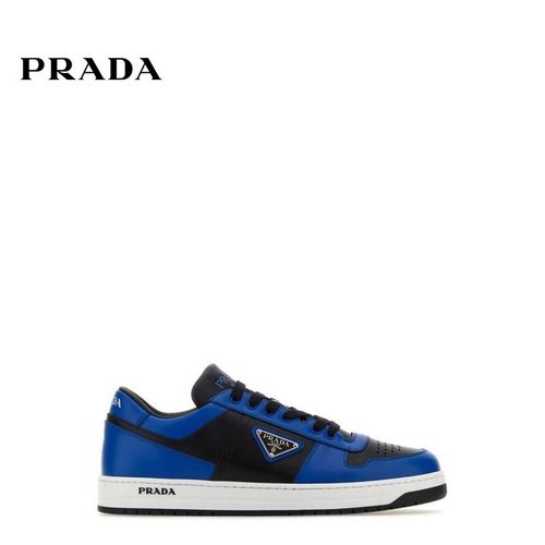 普拉达(prada) 编辑精选男士三角形标志牌系带运动鞋 blue 5 uk