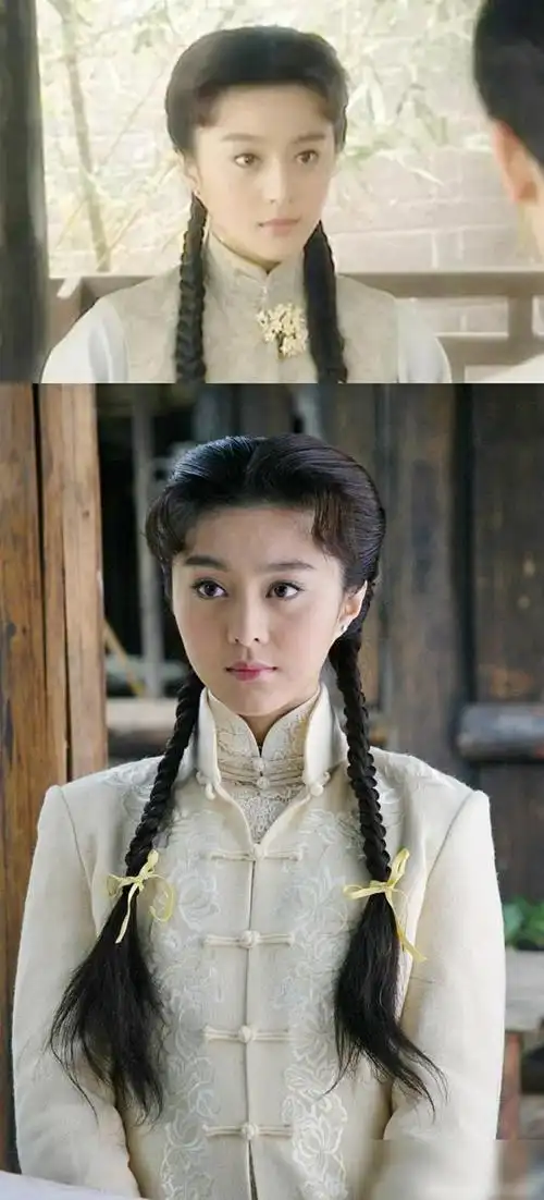 女星民国麻花辫造型唐嫣颜值下滑何晴惊艳蒋勤勤大家闺秀