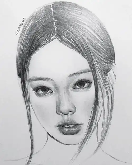 韩国美女高颜值素描,lisa,朴彩英在她笔下画活了