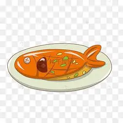 手绘美食烤鱼插画