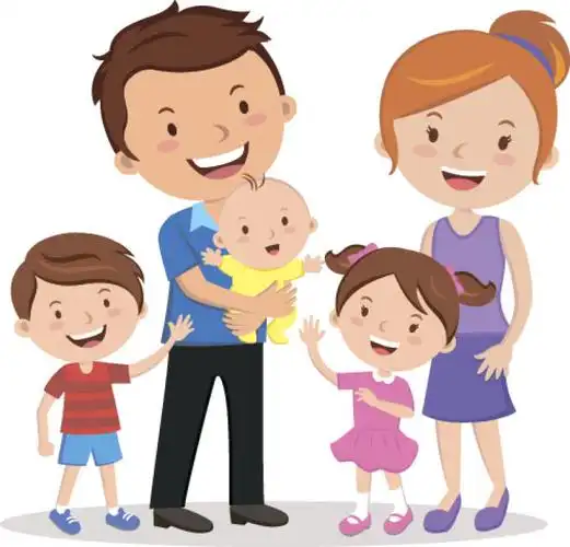 抽象矢量现代快乐的家庭卡通插图