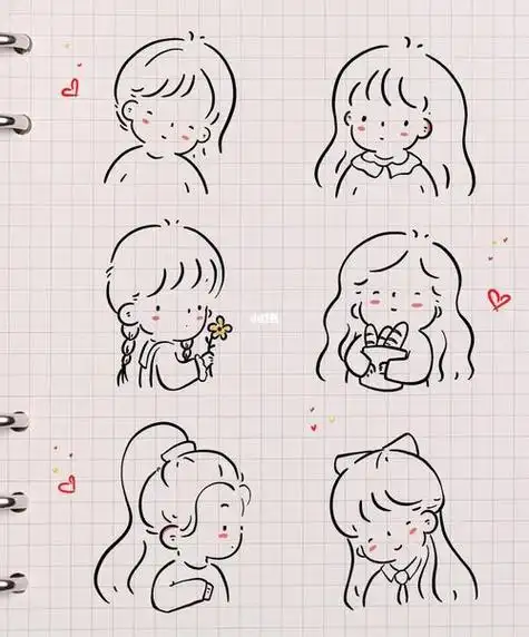 可爱闺蜜照简笔画萌萌哒简笔画简笔画手帐简笔画超甜死党闺蜜简笔画