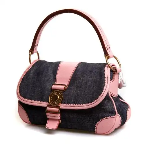 miumiu(缪缪)牛仔布粉边手提包