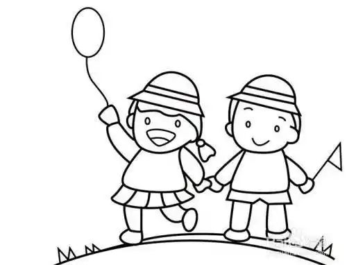 卡通儿童春游简笔画怎么画