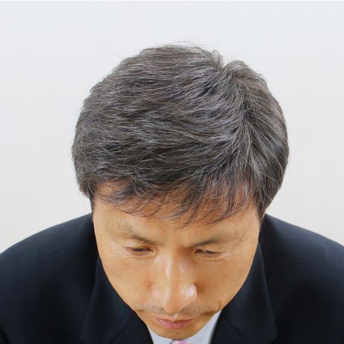 假发老年男士花白白色短直发真发发套男式逼真整顶假发