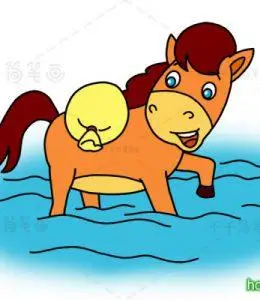 小马过河卡通儿童简笔画大全