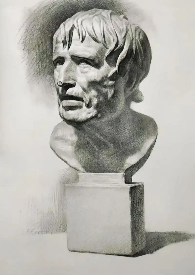 海盗石膏头像素描绘画步骤教程素描写生.#创作灵感 #图文伙伴 - 抖音