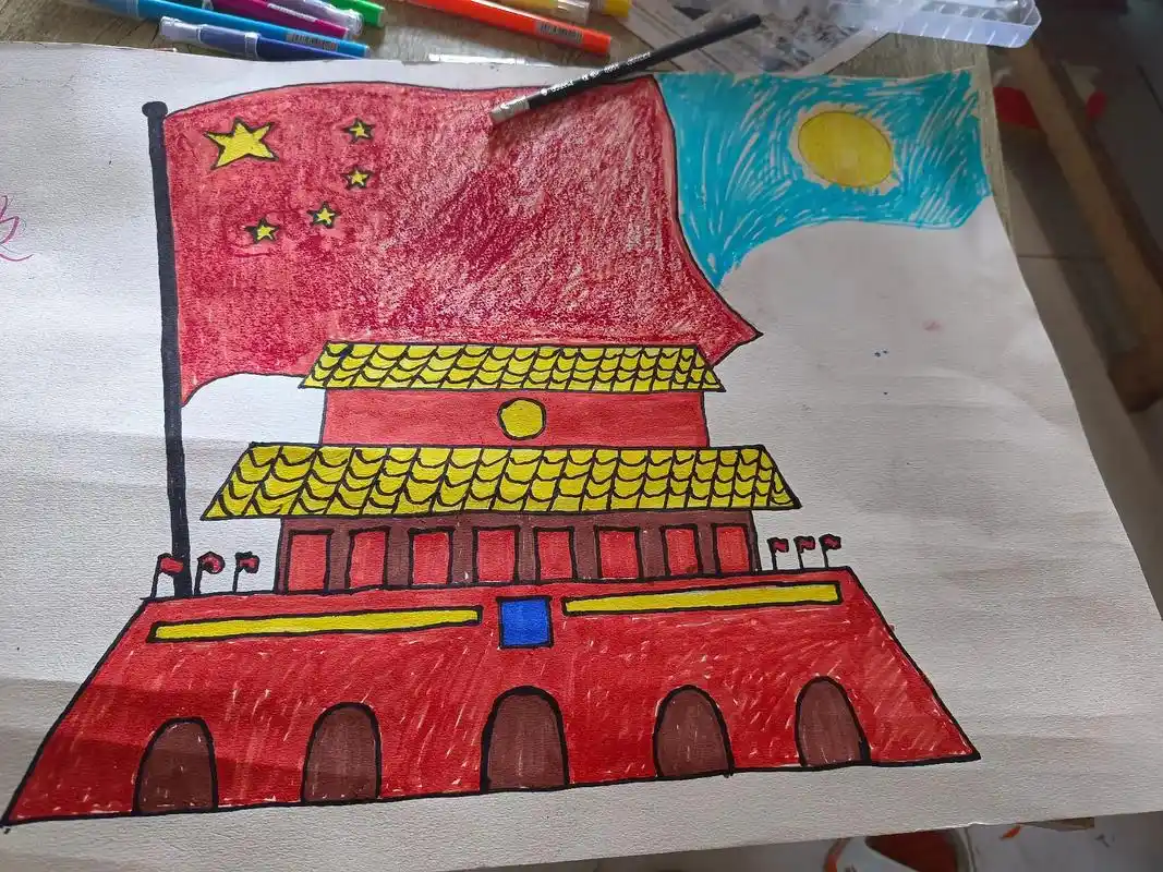 热爱祖国的绘画作品 #爱画画的小朋友  - 抖音
