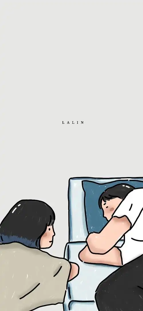 甜蜜情侣日常插画手机壁纸