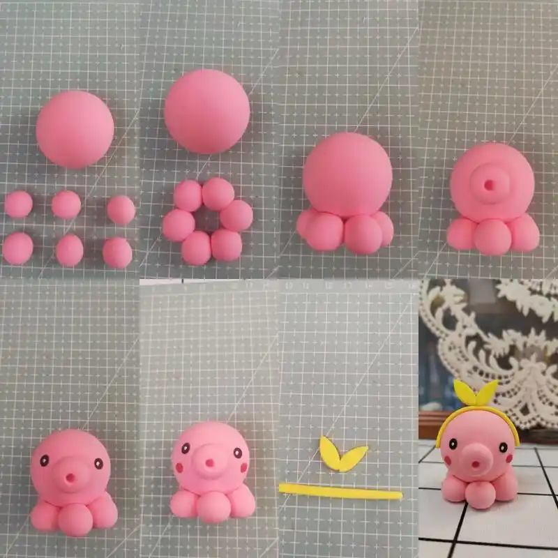 超轻粘土小章鱼分解图教程 给你们出最简单的小章鱼教程图,学不会算我