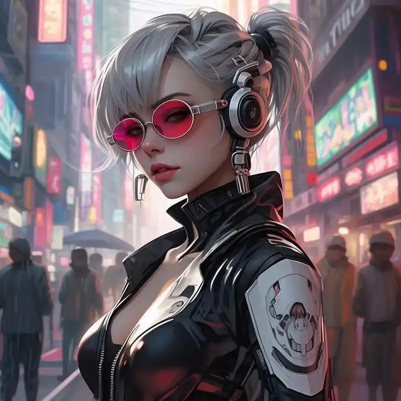 赛博朋克风95冷酷二次元女生头像 超酷的赛博朋克风格,为你带来一组