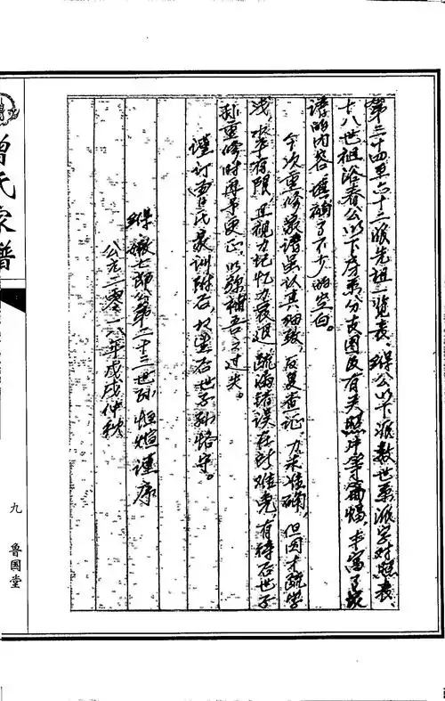 曾氏家谱编印影印手写重修谱序