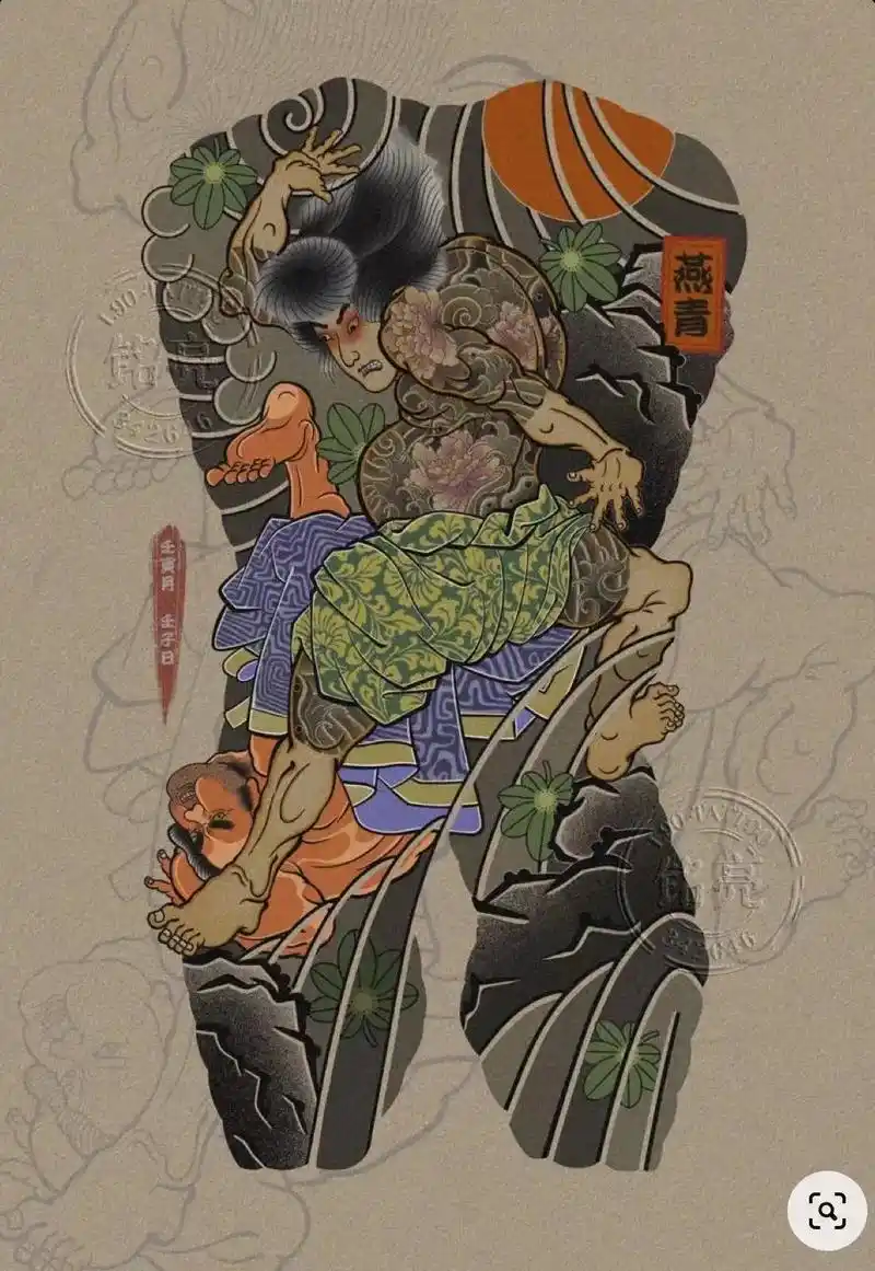 浪子燕青纹身手稿#纹身手稿 #日式老传统 #满背纹身手稿 - 抖音