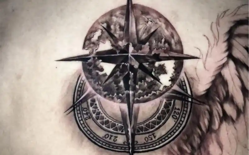 罗盘翅膀纹身