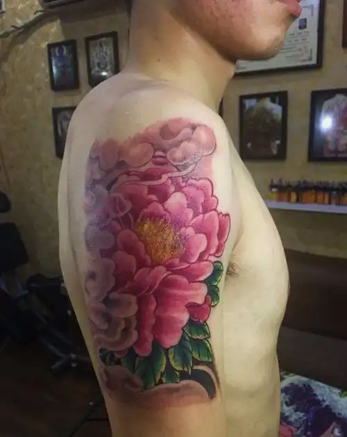 牡丹纹身图片_手臂传统植物纹身图案(2)_江苏省苏州市纹身店-兄弟纹身