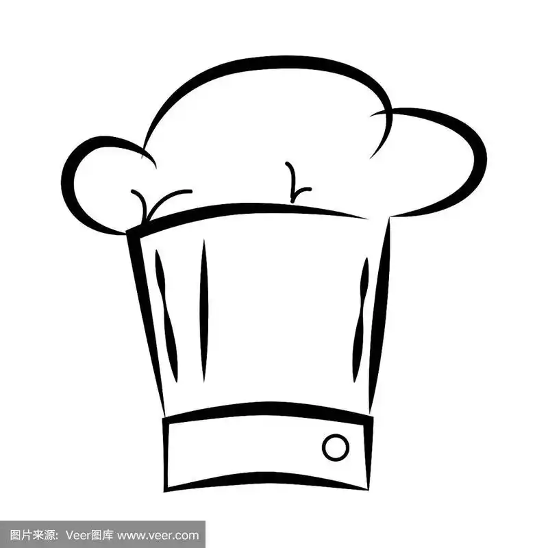 简单矢量手绘草图厨师帽,孤立在白色