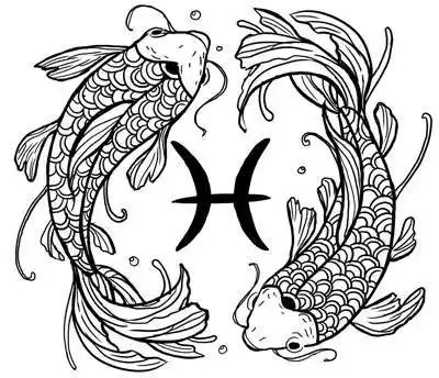 19张双鱼座图腾纹身手稿图案