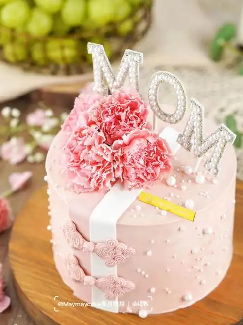 母亲节康乃馨蛋糕雅致中国风77鲜花蛋糕