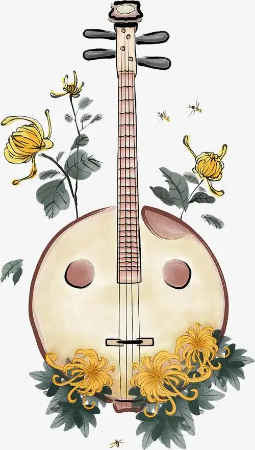 古风手绘乐器插画阮