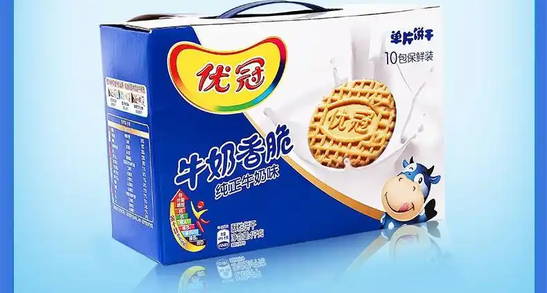 达能饼干 1000g整箱 达能优冠牛奶香脆饼干闲趣原味酥性牛奶饼干零食
