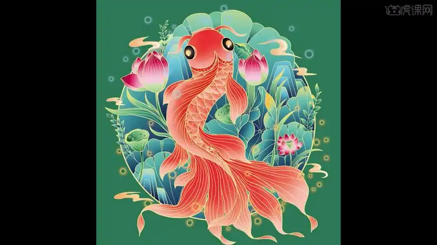 ps-锦鲤新中式国潮插画 - 绘画插画教程_ps(cc2021),数位板 - 虎课网