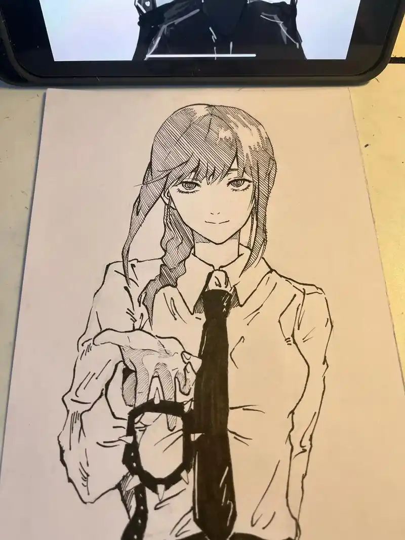 教大家画玛奇玛#临摹 #手绘 #电锯人 #玛奇玛 - 抖音