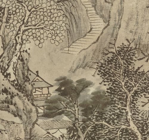 明沈周清微竖幅国画水墨名人春云高清微名画古代国画