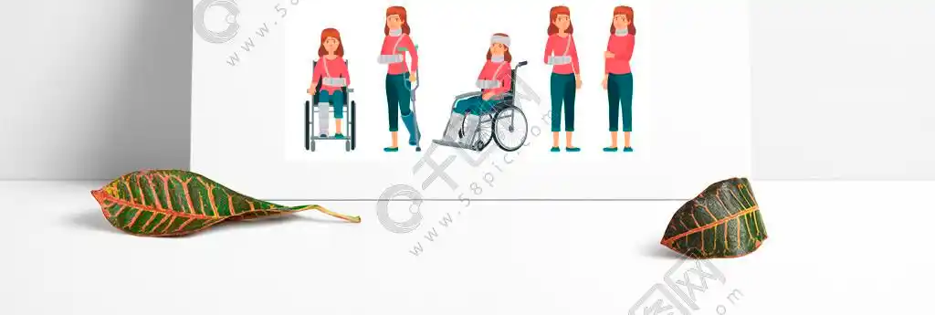 残疾或创伤的不快乐的女孩妇女以伤害石膏胳膊和脖子受伤时双腿骨折