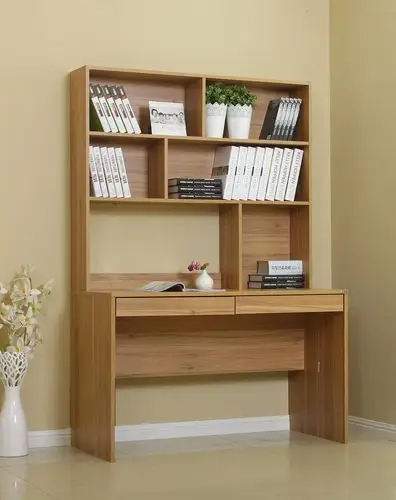 艾凡书桌柜组合 连体书桌柜 电脑桌 胡桃木色