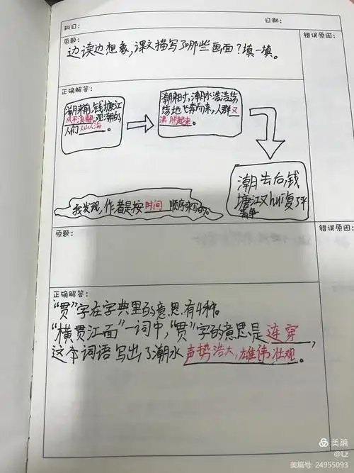 语文第一单元优秀错题本