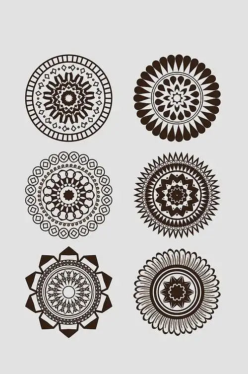 矢量中式古典圆形花纹圆环