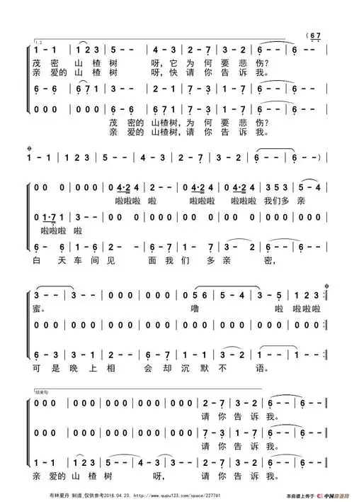 山楂树三声部合唱