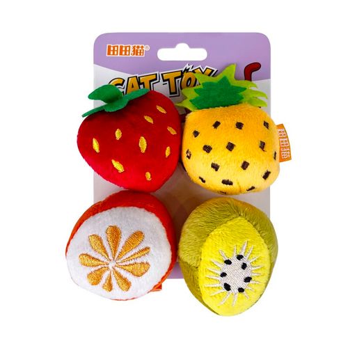 田田猫木天蓼猫抱枕4个装水果猫玩具耐咬耐抓自嗨解闷宠物猫用品 水果