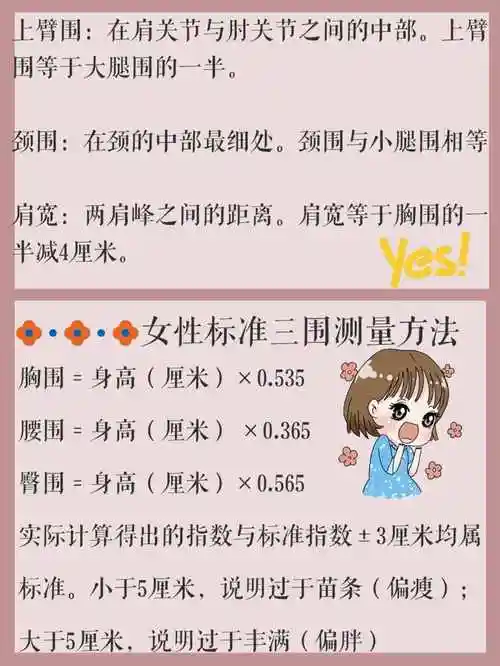 女性三围标准对照表一览标准身材对照表