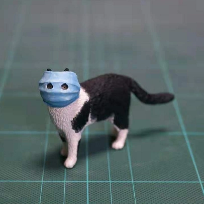 限量 动物星球正版沙雕系列 口罩猫 潮玩手办