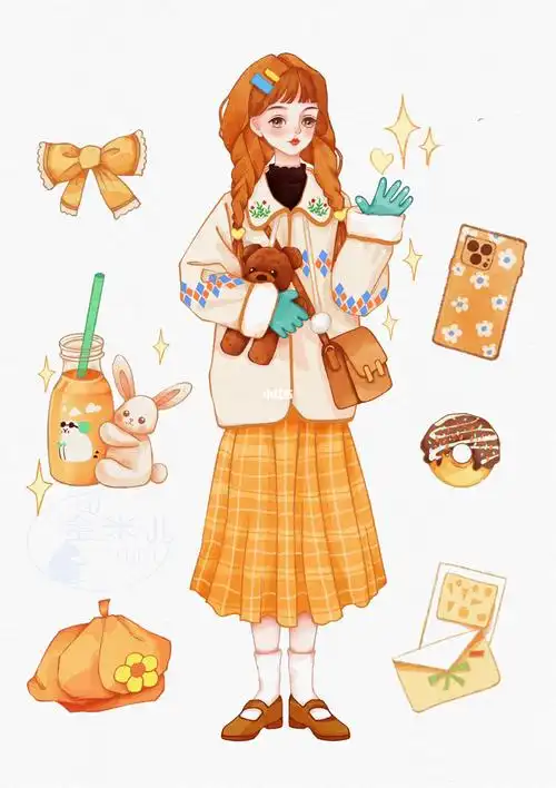 可爱少女手帐插画完成73