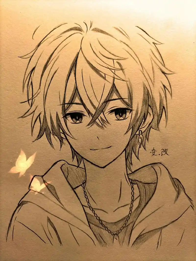 过程图教你画男生.哇这个嘴巴我画了不下十遍,还好,这个纸很厚 - 抖音