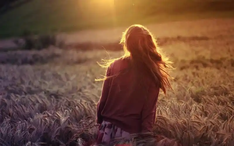 夕阳下的背影,女孩,壁纸夕阳下的背影