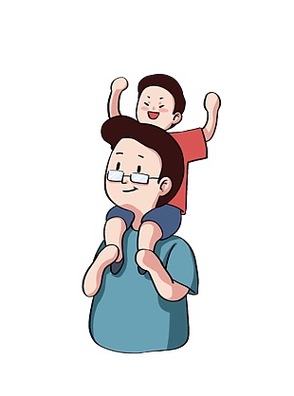 戴眼镜的爸爸扛着儿子父亲节png免扣素材