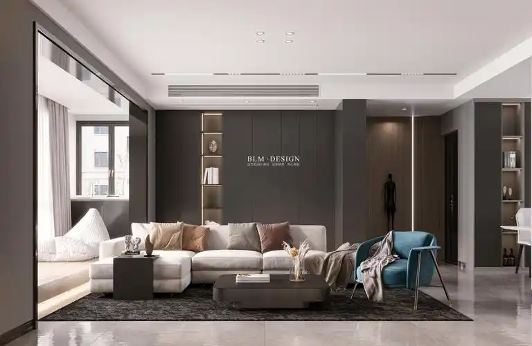 现代极简客厅 - 效果图交流区-建e室内设计网