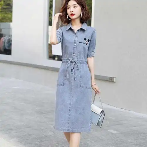 中长款牛仔裙连衣裙女夏季2020新款韩版时尚休闲减龄显瘦米奇裙子