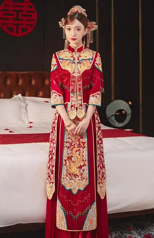 春秋季秀禾服2022年新款新娘中式高级结婚龙凤褂修身小个子婚服冬季06