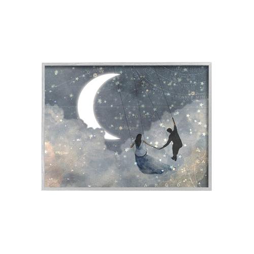 stupell industries装饰画|gray and blue celestial love sky