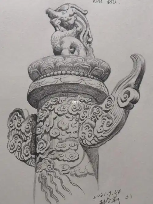 国庆节画幅素描应个景