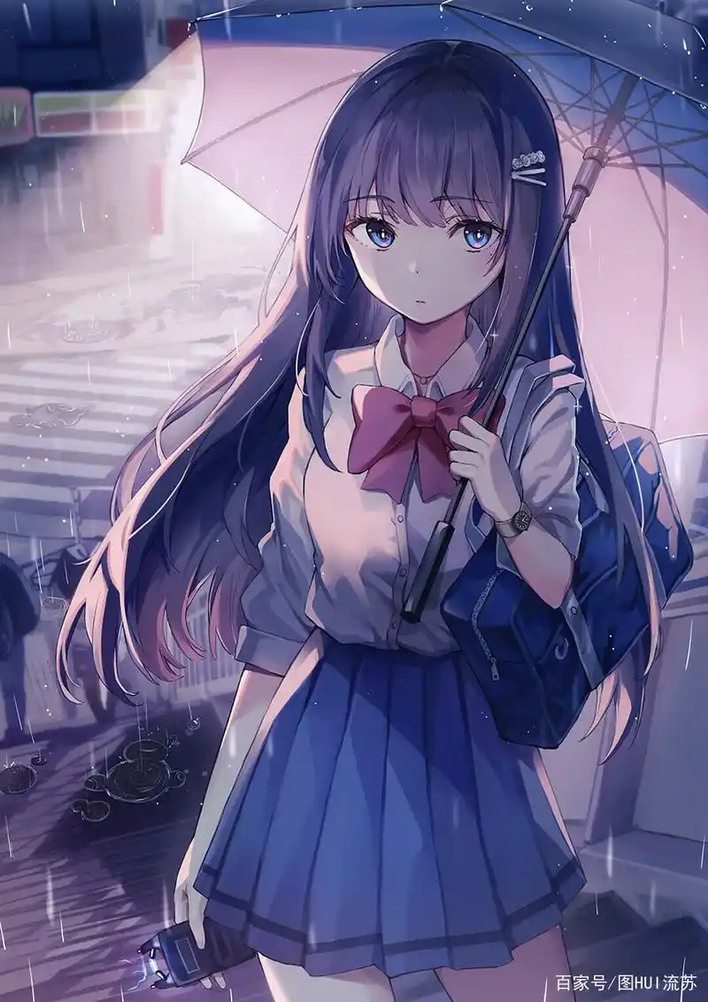 二次元女生壁纸 在雨中