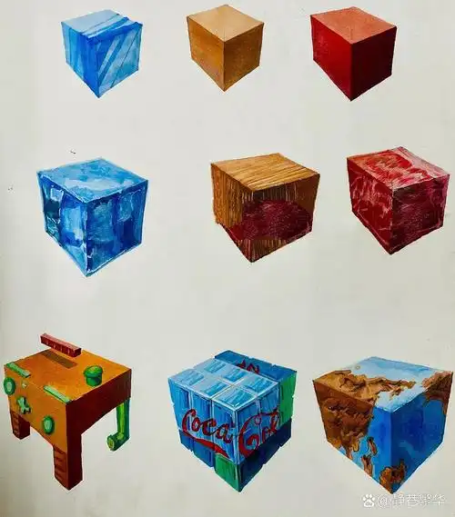 正方体的创意联想|考试超实用素材 99昨天分享了多组有关黑白纹样的