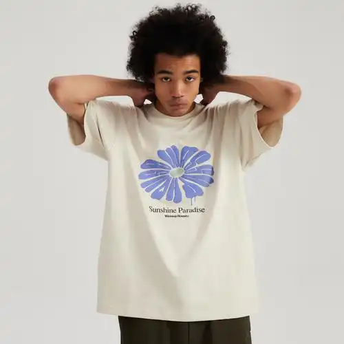 wassup花形logo发泡印花短袖t恤男女潮牌夏季衣服情侣装宽松体恤